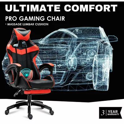 Gaming Chair Office Computer Seating Racing PU Executive Massage Racer Recliner • $142.80