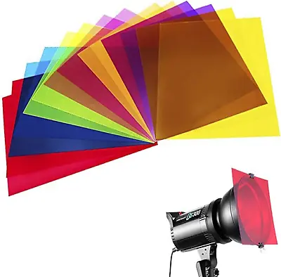 14 Pack Colored Overlays Transparency Color Film Plastic Sheets Correction Gel • £15.76