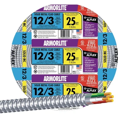 $45.11 • Buy Southwire 25 Ft. 12/3 MC Armored Cable Electrical Wire 68583421 Southwire