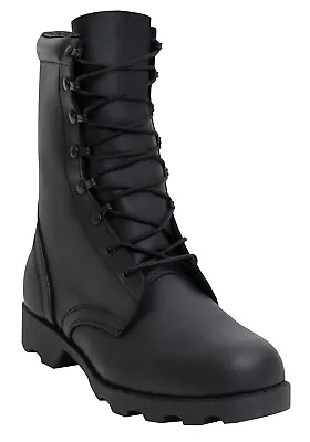 Black Speedlace Combat Boots 10  Leather Military Tactical Army Rubber Sole • $73.99