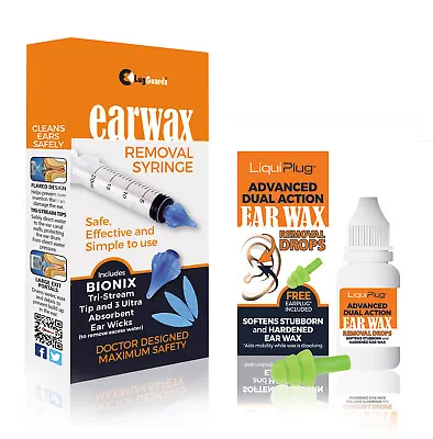 Ear Wax Remover Removal Syringe + Medical Dual Action Ear Drops  • £8.99