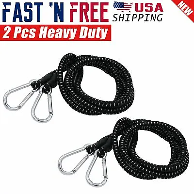 2 Pcs 70  Inch Extra Long Heavy Duty Bungee Cord Black With Carabiner Hooks Bulk • $15.99