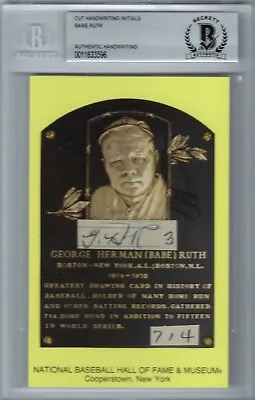 Babe Ruth Signed HOF Card Handwriting Signature Initials GHR #3 714 BGS Auto 1/1 • $5000