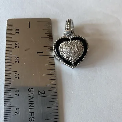 Judith Ripka Sterling Silver Diamonique And Enamel Heart Pendant • $49