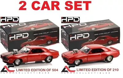 2 Cars Set Hpd 51451a/b 1:18 1969 Chevrolet Holeshot Camaro (572ci Blown) Red • $290