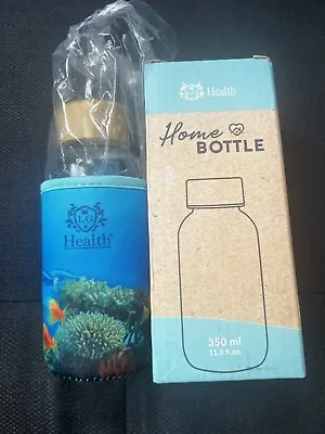 £8 • Buy Glass, Bamboo Top Water Bottle With Sleeve 350ml BOA Free Leak Proof