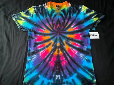 Medium Hand Tie Dye Rainbow Spider Cotton T-shirt • £10