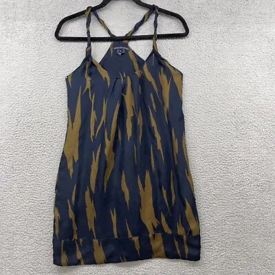 French Connection Womens Mini Dress Blue Brown A-Line Silk Sleeveless Size 2 • $10.20