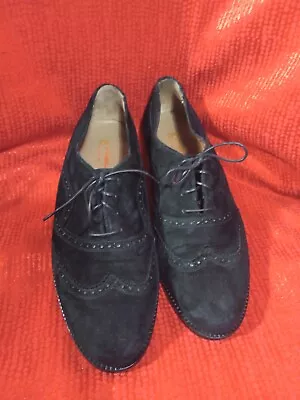 R Martegani 1891 Boutique ITALY Men Leather Suede Oxford Dress Shoe BlK 11D USED • $45