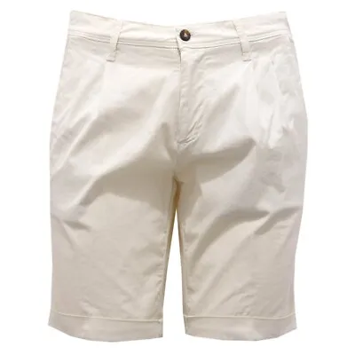 6005AH Bermuda Uomo FOUR.TEN SAFARI Off White Cotton Shorts Man • £79.80