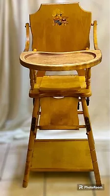 Vintage 1940s Metamorphic Convertible High Chair /Potty/Play Table Solid Wood • $219.95