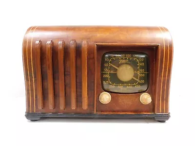 VINTAGE OLD ANTIQUE 1940s ZENITH STUNNING INGRAHAM CABINET ART DECO RADIO WORKS • $160.50