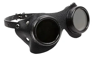 Leather Goggles Steampunk Black Cyber Motorcycle Flying Vintage Pilot Biker  • $29.99