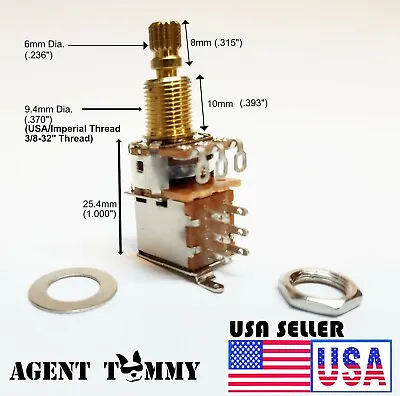 Potentiometer Guitar Or Bass Volume Pot Push Push 500k 3/8  Shaft  • $13.95