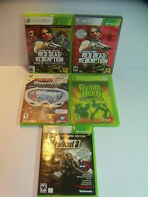 Xbox 360 Set Of Five Games Red Dead Redemption Guitar Hero Snowboarding &more • $9.60