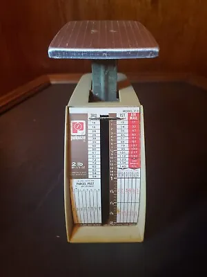 VINTAGE USPS PELOUZE POSTAL SCALE Model P-2 Year: 1976 Rates - 2LB Made In USA • $21