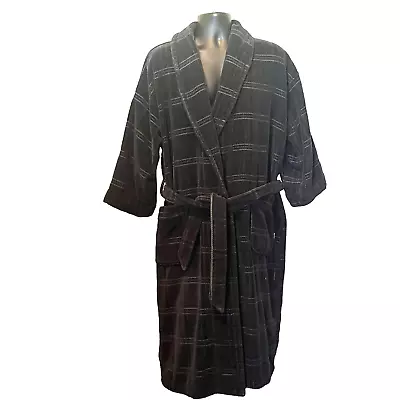 Mens Robe Nautica Bathrobe One Size 100% Cotton Thick Heavy Pockets Stripes Warm • $13.99