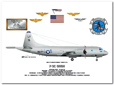 P-3C Orion Of The VP-92 Minutemen 2003 - 2008 US Navy Patrol Aircraft Print • $45.99