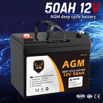 MOBI 50AH AGM Battery Deep Cycle Mobility Scooter Golf Cart Camping 12V • $129.95