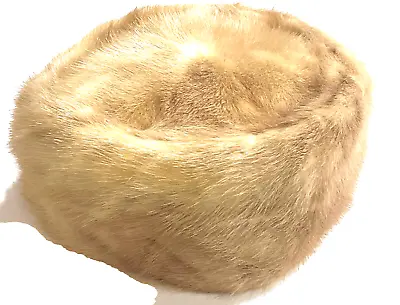 Siberian Fur Store Hong Kong Vintage Blond Mink Pillbox Hat • $19.99