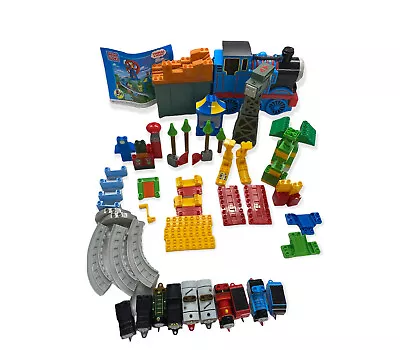 Thomas The Train Mega Bloks Tracks Blocks Extras Cases 10 Trains Lot 100+ Pieces • $47.99