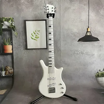 5 String Electric Bass Guitar White Maple Fretboard Solid Body Chrome Hardware • $264.12
