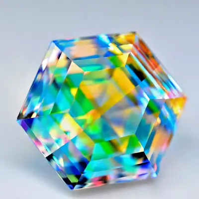 GIE Certified 100.50 Ct Natural Hexagon Cut Rainbow Color Mystic Quartz Gemstone • $26.85