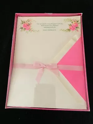 Vintage Gibson Stationery Box Set Pink Rose Floral Spray Letter Writing Paper • $24.99