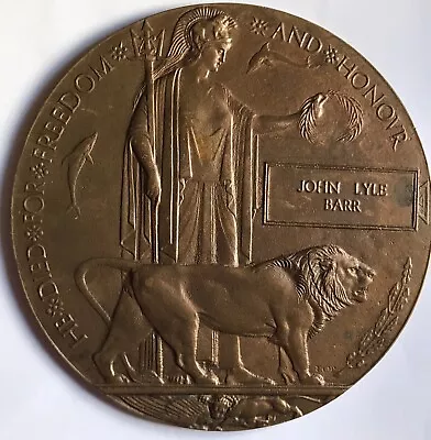 £140 • Buy Death Plaque (no Medals) Lieut.john Lyle Barr Rfa From Bridge-of-weir