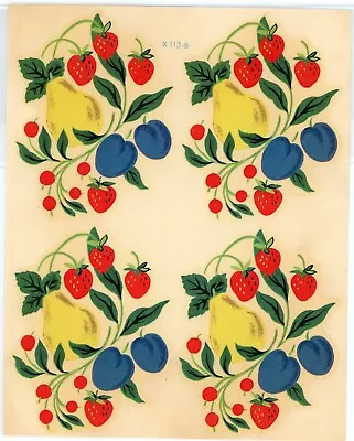 Vintage Meyercord Decals Fruit Strawberries Pears Plums #X113-B 4/sheet 1940s • $13.99