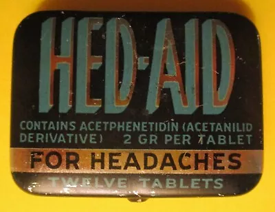 'hed-aid' Detroit Asprin Medicine Tin ~ Very Rare ~ Great Graphics ~ Black-owned • $9.98