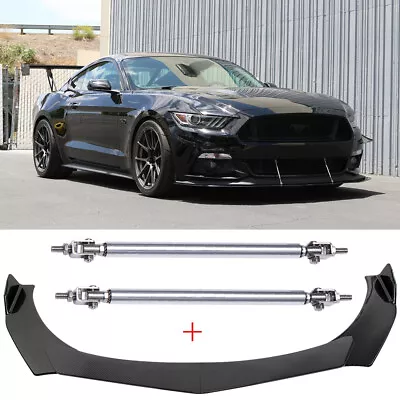 For Ford Mustang 2001-2021 Front Bumper Lip Splitter Carbon Fiber + Strut Rods • $105.89