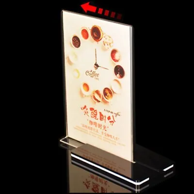 A5 Acrylic Sign Holder T Shape Double-Sided Desktop Display Counter Menu Stand • £6