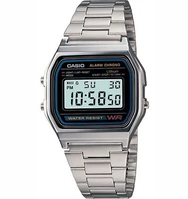 Casio A158WA-1  7 Year Battery Classic Chronograph Watch Alarm Date NEW • $22