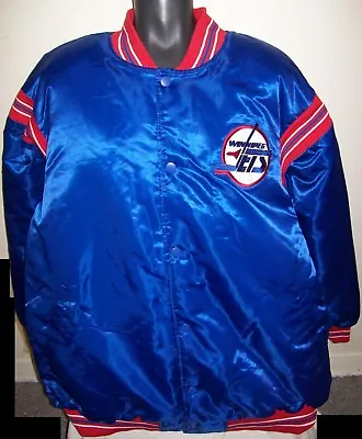 WINNEPEG JETS NHL STARTER Satin Snap Down Jacket Blue/Red BIG MAN'S  5X 6X • $125