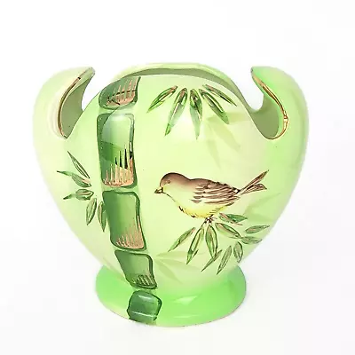 Vintage Notched Bud Vase Fairyland Import Hand Painted Bamboo Bird Made In Japan • $22.99