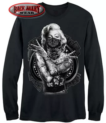 Marilyn Monroe OUTLAW LONG SLEEVE SHIRT Westside Hollwood Gangster TATS CALI • $19.95