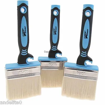 Paint Brush Set Of 3 - Garden Shed Fence Gate Door 12cm With Handy Hanging Hook  • £14.99