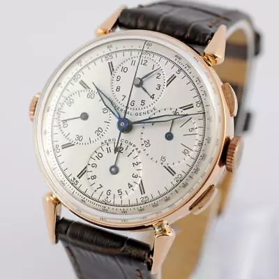 Authentic Universal Geneve Aero-compax Chronograph 18k Solid Gold 1940's Cal 287 • $4950