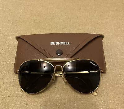 Vintage Bushnell Aviator Shooting Glasses Gold Frame With Case • $38.99