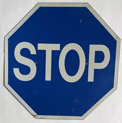 Vintage Blue STOP Sign 24” X 24” Heavy Industrial Street Road Sign Octagon • $195