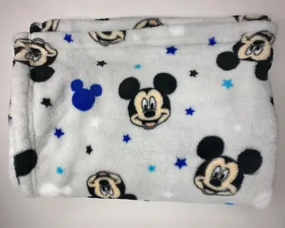 Disney Baby Grey Mickey Mouse Blanket Blue Star Fleece Gray Soft • $22.57