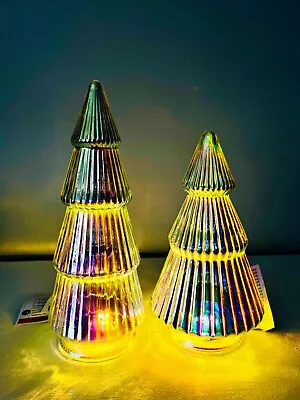 Target Bullseye Playground Christmas 2023 Set Of 2 Large Iridescent Glass Trees • $22.99