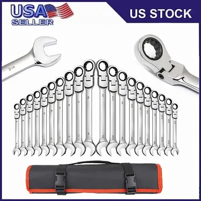 20Pcs SAE/Metric Ratcheting Combination Wrench Set Flex Head Combination Wrench • $58.89