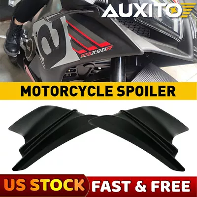 2PCS For Carbon Motorcycle Fiber Winglet Side Spoiler Deflector Air Wing Black • $15.19