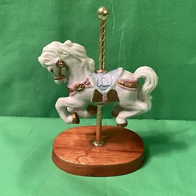Decorative AGC Porcelain Carousel Horse Wood Base 4.5  Tall • $9.99