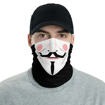 Anonymous V For Vendetta Neck Gaiter Face Mask - Washable And Reusable • $23