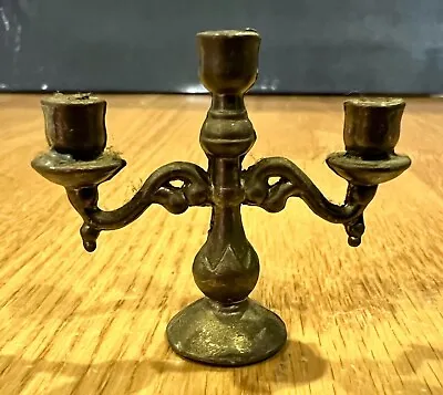 Mini Miniature 2” Brass Candelabra Candle Stick Holder Doll House Decor 3 Arm • $12