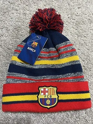 FC Barcelona Soccer Football Knit Pom Beanie Icon Sports NWT One Size • $19.98