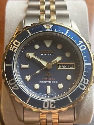 VERY RARE Seiko SKJ048P1 Titanium Kinetic Sport 5M43-0B78 Vintage Divers Watch • £450